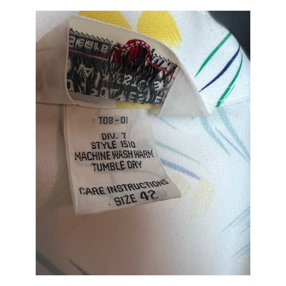 Sears Women's Vintage Perma-Prest Short Sleeve Button Up Abstract Blouse Size 42 - Picture 3 of 9